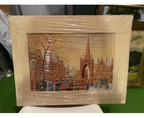 A MOUNTED PRINT 'STATUE OF ST. ANNES' 