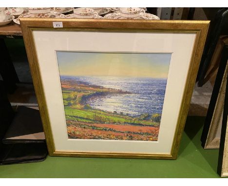 A GOLD FRAMED LIMITED EDITION (19/295) COASTAL PRINT SIGNED BY MARK PRESTON 