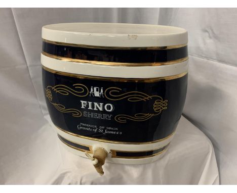 A VERY LARGE CERAMIC 'GRANTS OF ST JAMES'S' FINO SHERRY BARREL 