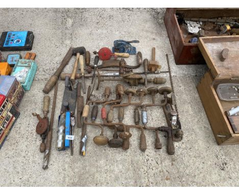 VARIOUS VINTAGE TOOLS - DRILL BRACES ETC 