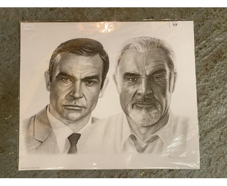 BLACK AND WHITE SKETCH STYLE PICTURE OF SEAN CONNERY 