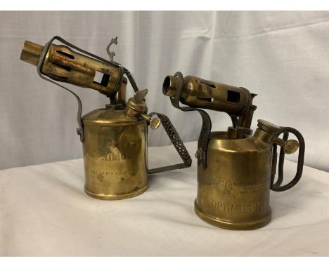 A PAIR OF VINTAGE BRASS BLOW TORCHES 