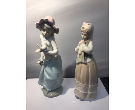 TWO CERAMIC FIGURES OF GIRLS ONE NAO AND ONE NAO STYLE 