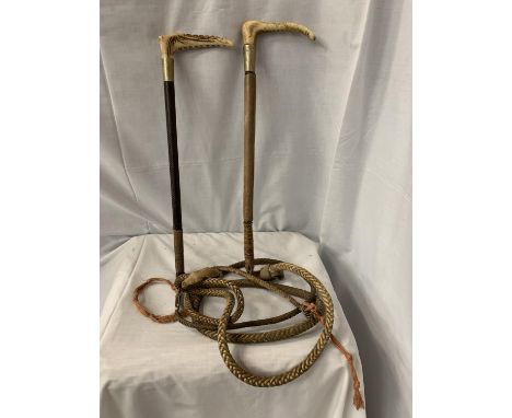 TWO VINTAGE HUNTING CROPS 