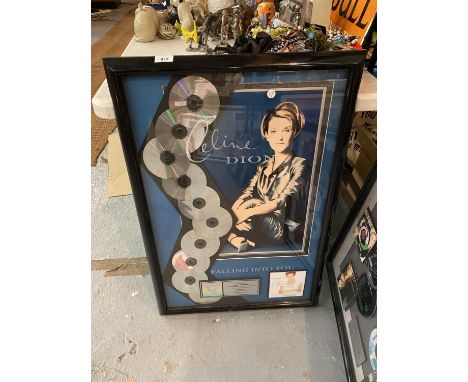 A FRAMED CELINE DION PRESENTATION FOR THE CD FALLING INTO YOU 