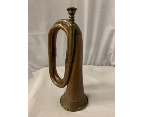 A VINTAGE BRASS BUGLE 