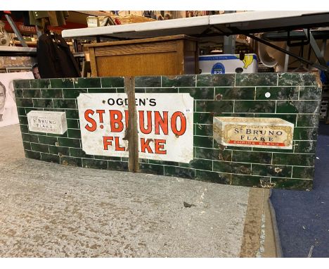 A LARGE  VINTAGE ST BRUNO FLAKES ENAMEL SIGN 154CM IN LENGTH 