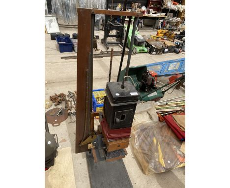 A VINTAGE J. LANCASTER &amp; SON OF BIRMINGHAM CAMERA LENS ON A STAND 