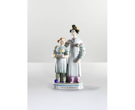 Groupe en porcelaine représentant deux soeurs, Meissen, circa 1930-1933  A Meissen group of two sisters, circa 1930-1933Model
