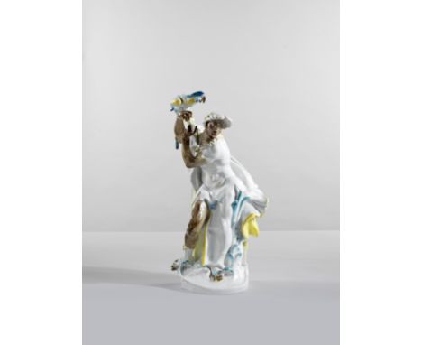 Figure en porcelaine représentant un homme debout au perroquet (Nelusco), Meissen, circa 1929-1933  A Meissen figure of a sta