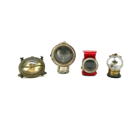 Transport - G.P.O/Motor Bike/Cycling Lamps. Comprising red Post Office lamp with raised G.P.O. and arrow to top, plus 2 carbi