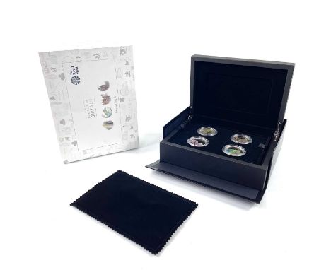 Royal Mint Great Britain "2017 Portrait of Britain" cased 4x £5 Silver proof coin set. Comprising: Downing Street, Edinburgh 