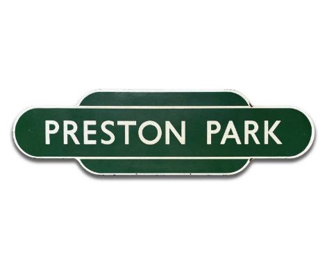 Transport - Railwayana - BR Southern Region Totem Station Sign "Preston Park" A Southern Region enameled totem sign length 93