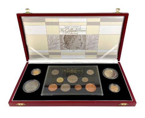 Great Britain Gold Sovereign and Uncirculated Coinage Cased Royal Mint Set. Comprising the rare "Gillick Portrait Collection"
