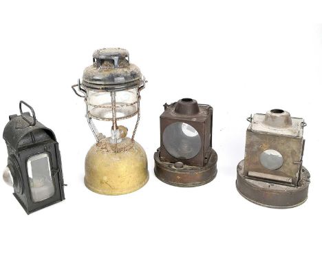 Transport - Railwayana - Lamps Including - Railway Signal Lamps (x4). Comprising:A Duntafil Patent lamp with bevelled glasses