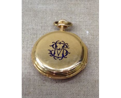 LEMOINE FILS, PARIS An early 20th Century pocket watch, having a cream dial with gold hands and Arabic numerals, initialed on