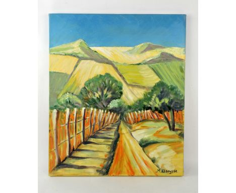 Maggy Clarysse.  Walkway in a Mountain Landscape. Oil on canvas, signed lower right. 55 x 46cm.PROVENANCE; The residual studi