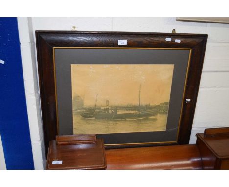 Black and white photographic print of a Lowestoft trawler
