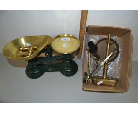 Two pairs of brass scales