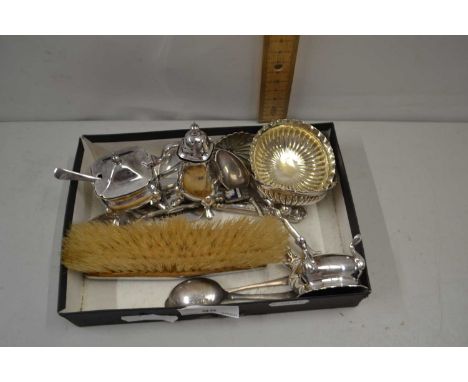 Box of various silver plated cruet items etc