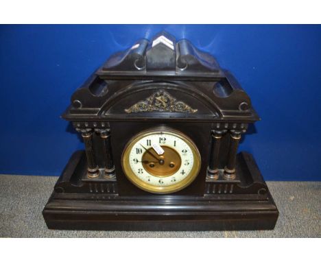 Black slate cased mantel clock