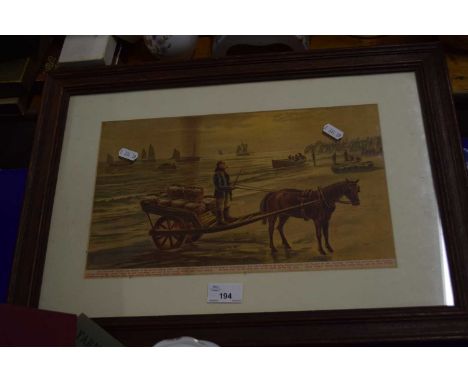 Collection of various items relating to Great Yarmouth to include a coloured print The Yarmouth Trolley, reproduction black a