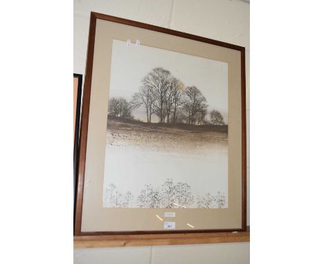 Kathleen Caddick, The Evening, coloured print, framed and glazed