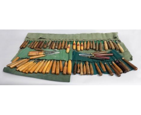 A large collection of vintage chisels and wood working tools (qty).