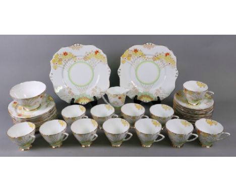 A stylish Royal Stafford Art Deco tea service, 40 pieces.
