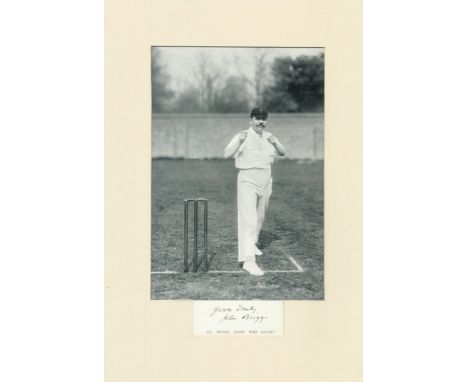 Cricket Johnny Briggs 14x10 inch approx mounted signature piece includes signed page and vintage black and white photo. Johnn