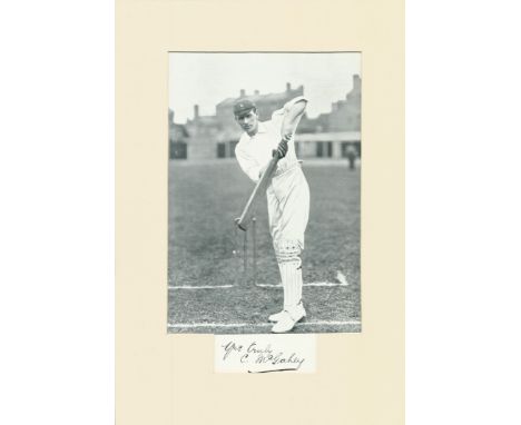 Cricket Charlie McGahey 14x10 inch approx mounted signature piece includes signed page and vintage black and white photo. Cha