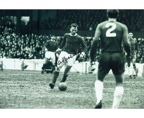 Football Pat Crerand signed 12x8 inch black and white photo pictured while playing for Manchester United. Good condition. All