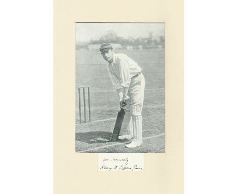 Cricket Sir Henry Dudley Gresham Leveson Gower 14x10 inch mounted signature piece includes signed page and vintage black and 