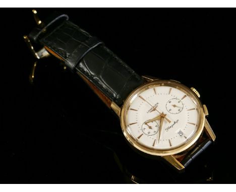 A gentlemen's 18ct rose gold, Longines Flagship Heritage Chronograph automatic strap watch,ref. no. L4 756 8.  A circular cas