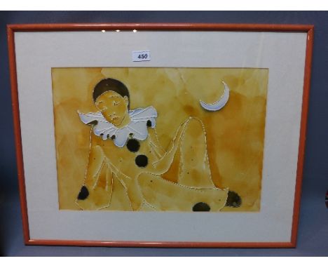 A 20th century mixed media study of a clown, indistinctly signed lower right, 34 x 48cm 