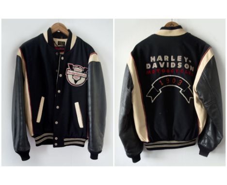 HARLEY DAVIDSON LETTERMAN JACKET, varsity style for 50 year anniversary, vintage item, seven popper fastening with Harley Dav