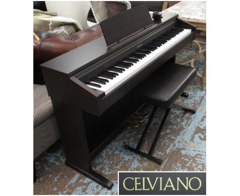 ELECTRIC PIANO, by Celviano, 138cm W x 41cm D x 85cm H, and a stool by Casio. (2)