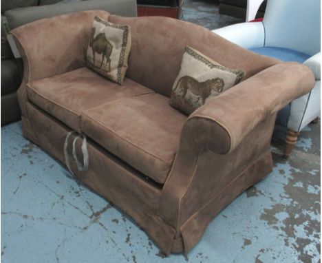 SMALL SOFA BED, child's size, 75cm D x 150cm W x 74cm H. (with faults)