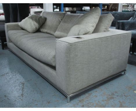 SOFA, contemporary style by Ginotti, the natural woven fabric on tubular base, 97cm D x 82cm H x 210cm L. (with faults)