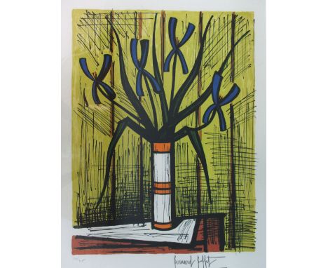 BERNARD BUFFET (French, 1928-1999), 'Les Iris Bleus' 1983, original lithograph on arches watermarked paper signed by the arti
