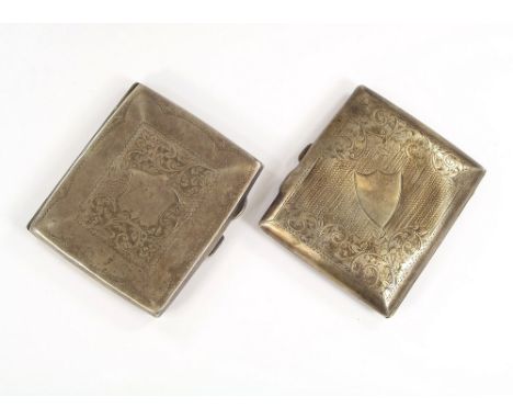 CIGARETTE CASES. An Edwardian engraved cigarette case &amp; one other similar case.