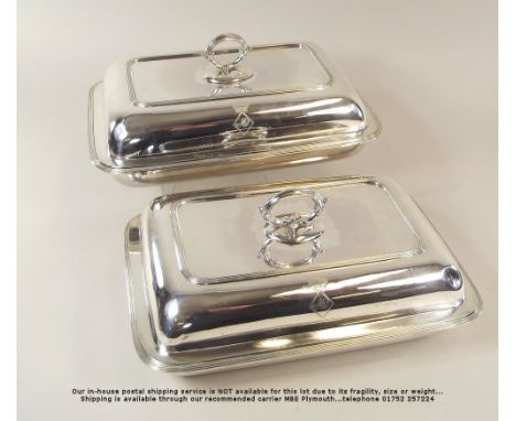 PAUL STORR. A pair of George III silver entree dishes by Paul Storr. Each pair with classical reeded decoration and removable