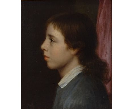 A 19th century oil on canvas, head and shoulders portrait of a boy, signed with monogram, 16" x 13", framed