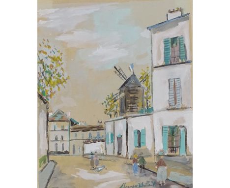 Maurice Utrillo, pochoir print, petite rue de Montmartre, 13" x 10", framed