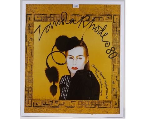 Zandra Rhodes, advertising poster exhibition print, 1980, signed in pencil, artist's proof, 26" x 23", framed