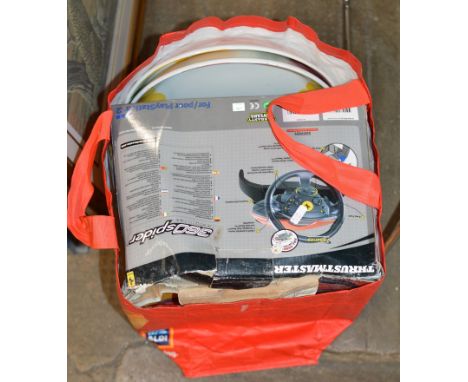BAG WITH 2 LARGE PLATES &amp; THE THRUST MASTER PS2 STEERING WHEEL     