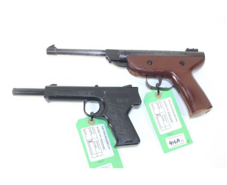 A Phoenix G50 air pistol with a Pioneer example, both .177 Cal.
As a post 1939 air weapon the restrictions of the crime Reduc