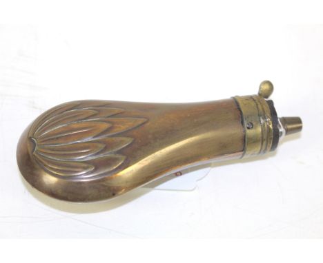 A pistol powder flask, working but small dent to one side 