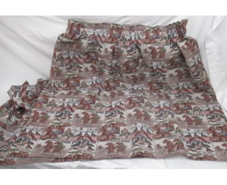 Pair of circus design curtains, 117cm x 130cm 