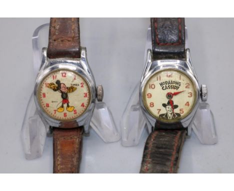 Timex (Dundee) chrome Mickey Mouse wristwatch, signed W.D.P. 21-28150 dial, movement unsigned, D24.4mm; and a Timex (Great Br
